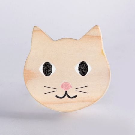 Handcrafted Pine Wood Cat Knob